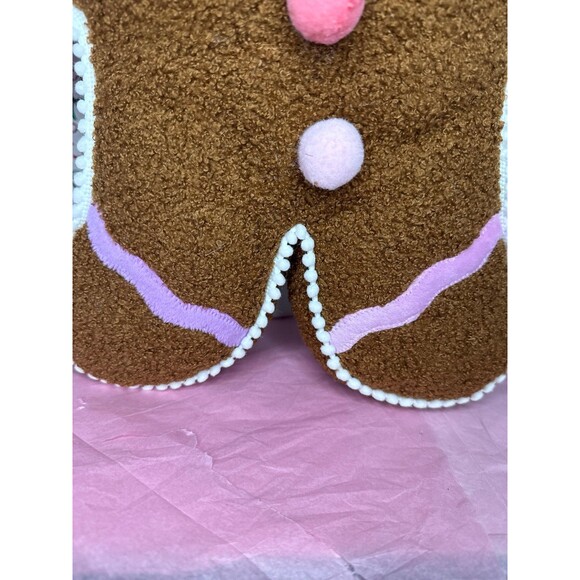 Peppermint Square Light Up Gingerbread Pillow - Picture 4 of 6